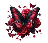 x4 Red Swallowtail Butterfly Stickers, Floral Vinyl Decals That Cover Marks,1@20cm & 3@7cm, DIY Peel & Stick, Wall Decor, Weatherproof Car, Toilet & Bin Multi-use Graphics (Crimson, A5)