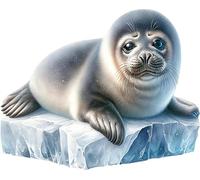 x4 Seal Pup Vinyl Decal Stickers, Cover Marks, 1@150mm 1@120mm & 2@70mm Ideal for Laptop, Tile, Windows, Doors & More, Vibrant Waterproof Decals, Arctic Animal Graphic (Seal Baby, 150mix)