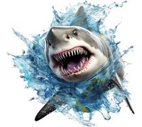 x4 Shark Swimming Stickers for Wall Decor, Covering Marks, Mugs & Cups, Car Bumpers, Shower & Tile, Toilets, Laptop & More Sea Animal Vinyl Decals, Hardwearing Waterproof (Shark02)