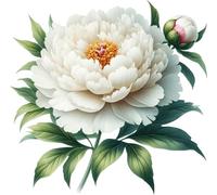 x4 Single White Peony Flower Vinyl Stickers, Vibrant Blackout Waterproof Decals, Multi Purpose 1@ 20cm Tall Ideal for Toilets car or Laptop. 3@ 7cm Tall Ideal for Phone, Cups & Mugs (White Single)
