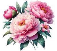 x4 Soft Pink Peony Flower Vinyl Stickers, Vibrant Blackout Waterproof Decals, Multi Purpose 1@ 20cm Tall Ideal for Toilets car or Laptop. 3@ 7cm Tall Ideal for Phone, Cups & Mugs (Pink Soft)