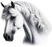 x4 White Horse Vinyl Decal Stickers, Cover up Marks, Vibrant Waterproof Decals, 1@150mm 1@120mm & 2@70mm Multi Purpose Ideal for Laptop, Mugs, Cups, Windows, Doors & More (Horsewhite, 150mix)