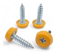 x4 Yellow Oversized Number Plate Screws With Caps, License Plate Screw Cap Car License Plate Fixing Devices