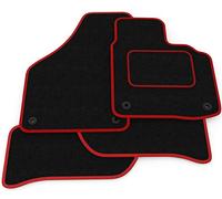 (X46:CT65) 4 Piece Compatible with Hyundai (2010-2018) iX35 Vehicle Specific Car Mat Set Black Carpet Red Trim