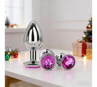 X4a-Purple Male Exercise Plug Kits Crystal Exercise Anil Plug Kit | 3 Pieces Watertight Metal Bead Plaything Back for Men and Women in the Room