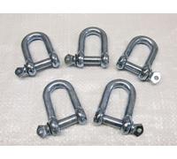 x5 12MM Galvanised Commercial Dee Shackles - Chain Connector Caravan Tether