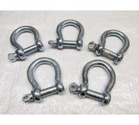 x5 8MM Galvanised Commercial Bow Shackles - Chain Connector Caravan Tether