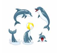 x5 Fun Dolphin Stickers for Wall Decor, Covering Marks, Mugs & Cups, Car Bumpers, Shower & Tile, Toilets, Laptop & More Sea Animal Vinyl Decals, Hardwearing Waterproof (Fun Dolphins)