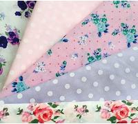 x5 Half Metres Fabric Bundle Vintage Fat Quarter Floral Nautical Christmas Polka Bundle Remnants Fabric - Sewing Quilting Dress Fabric - Simply Sew Crafty™ (Pink & Purple Floral Polka)