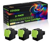 X548de Compatible for Lexmark Toner Cartridge with Chip C546 C546dtn X548de X544dtn X546dtn Printer (3 Pack Black)