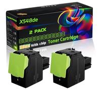 X548de Compatible for Lexmark Toner Cartridge with Chip C546 C546dtn X548de X544dtn X546dtn Printer (2 Pack Black)