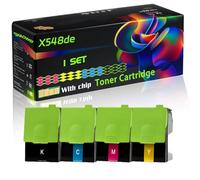 X548de Compatible for Lexmark Toner Cartridge with Chip C546 C546dtn X548de X544dtn X546dtn Printer (4-Pack BK/C/M/Y)