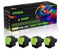 X548de Compatible for Lexmark Toner Cartridge with Chip C546 C546dtn X548de X544dtn X546dtn Printer (4 Pack Black)