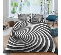 X5K7G9N1 Hypnotic Spiral 3D Duvet Set Teens Bedroom Decor | Single（140x200cm）ultra soft microfiber touch hidden zipper easy change modern vibe student room gift ready