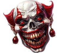 x6 Clown Skull Vinyl Decal Stickers, Cover Marks, 70mm Qty:6, Ideal for Phone, Cups & Mugs, Scrapbooking and More, Vibrant Scary Horror Graphics