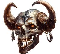 x6 Minotaur Skull Vinyl Decal Stickers, Cover Marks, 70mm Qty:6, Ideal for Phone, Cups & Mugs, Scrapbooking and More, Vibrant Ancient Horror Graphics