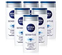 x6 Nivea MEN Shower Gel Body Wash SENSITIVE -Body Face & Hair 250ml Alcohol Free