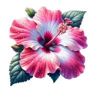 x6 Pink Hibiscus Vinyl Decal Stickers, Cover Marks, 70mm Qty:6, Ideal for Phone, Cups & Mugs, Scrapbooking and More, Vibrant Flower Graphics