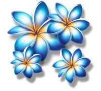 x8 Blue Plumeria Flower Vinyl Sticker, Floral Decal Cover up Marks, Multi-Purpose Ideal for Bin, Car, Laptop, Bike, Wall, Dustbin. Camper Van & More. Weatherproof & Vibrant (Blue Plumeria)