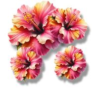 x8 Pink Hibiscus Flower Vinyl Sticker, Floral Decal Cover up Marks, Multi-Purpose Ideal for Bin, Car, Laptop, Bike, Wall, Dustbin. Camper Van & More. Weatherproof & Vibrant. (Pink Hibiscus)