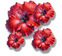 x8 Red Hibiscus Flower Vinyl Sticker, Floral Decal Cover up Marks, Multi-Purpose Ideal for Bin, Car, Laptop, Bike, Wall, Dustbin. Camper Van & More. Weatherproof & Vibrant. (Red Hibiscus)