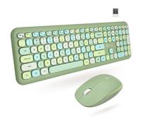 X9 Colorful Keyboard and Mouse Combo - 2.4G Wireless Connectivity - Transform Your Space with a Cute Wireless Keyboard and Mouse Retro Set - Green Keyboard and Mouse - Aesthetic Keyboard
