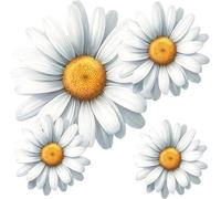 x9 Daisy Flower Vinyl Sticker, Floral Decal Cover up Marks, Multi-Purpose Ideal for Bin, Car, Laptop, Bike, Wall, Dustbin. Camper Van, Motorbike & More. Weatherproof & Vibrant. (White Daisy)