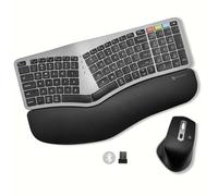 X9 Ergonomic Keyboard and Mouse Wireless Combo (2.4G+BT) - Comfortable Bluetooth Ergonomic Wireless Split Keyboard and Mouse with Wrist Rest and 6 Button Ergo Mouse