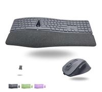 X9 Ergonomic Keyboard Mouse Wireless Combo - Type Comfortably Longer - 2.4G/Bluetooth Ergonomic Wireless Keyboard Mouse, Silent Keys, Wrist Rest, Multi-Device, Rechargeable - Laptop, PC, Mac - Gray
