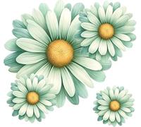 x9 Green Daisy Flower Vinyl Sticker, Cover up Marks, Weatherproof & Vibrant, Multi-Purpose Ideal for Phone, Cups, Tile, Toilet, Car, Laptop, Glass, Wall & All Projects. Floral Decal (Green Daisy)