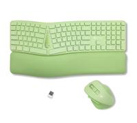 X9 Green Ergonomic Keyboard Mouse Wireless Combo - Type Comfortably Longer - 2.4G/Bluetooth Split Keyboard, Multi-Device, Soft Wrist Rest, Rechargeable, Silent Ergo Keys - Laptop, PC, Mac,iOS,Android
