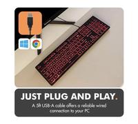 X9 Large Print Backlit Keyboard|Wired Light Up Computer Keyboard forPC,UK SELLER