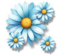 x9 Light Blue Daisy Flower Vinyl Sticker, Floral Decal Cover up Marks, Multi-Purpose Ideal for Bin, Car, Laptop, Bike, Wall, Dustbin. Camper Van & More. Weatherproof & Vibrant. (L-Blue Daisy)