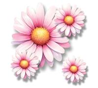 x9 Light Pink Daisy Flower Vinyl Sticker, Floral Decal Cover up Marks, Multi-Purpose Ideal for Bin, Car, Laptop, Bike, Wall, Dustbin. Camper Van & More. Weatherproof & Vibrant. (L-Pink Daisy)