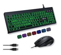 X9 Performance Backlit Large Print Keyboard and Mouse Combo - Easy to See - USB Wired, 107 Keys, 7 Color LEDs, 4 DPI Modes - Large Letter Keyboard Mouse for Vision Impaired and Elderly - for PC