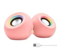 X9 Performance Pink Computer Speakers with Bluetooth, USB, and AUX - Triple Mode Connection, Dual 2.25" Drivers, RGB Lighting, Colorful Pastel Tones for Work and Play - Bluetooth PC Speakers - Pink