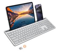X9 Performance X9RBBLKBDOCKS Bluetooth Wireless Keyboard with Phone Holder - 2.4G + BT Triple Mode Connectivity - Full Size, Backlit, Multi-Device Compatible for PC, Mac, iOS, Android