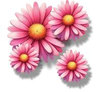 x9 Pink Daisy Flower Vinyl Sticker, Floral Decal Cover up Marks, Multi-Purpose Ideal for Bin, Car, Laptop, Bike, Wall, Dustbin. Camper Van & More. Weatherproof & Vibrant. (Pink daisy)
