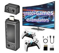 X9 Pro Retro Gaming Stick,Retro Game Console with Dual Rechargeable Wireless controller,37800+ Games 45+ Emulators,Emuelec 4.3 Emulator Console,Plug and Play 4K HD Game Stick,Gift for Adult (64G)