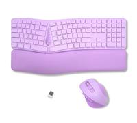 X9 Purple Keyboard and Mouse Wireless Combo - Type Comfortably Longer - Ergo Split Keyboard with Soft Wrist Rest for PC, Mac, iOS, Android, Bluetooth/2.4G Rechargeable, Multi-Device - Purple