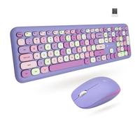 X9 Purple Wireless Keyboard and Mouse Combo - 2.4G Full Size Colorful Keyboard and Mouse Wireless - Cute and Aesthetic Retro Typewriter Combo for PC Computer Desktop and Laptop.