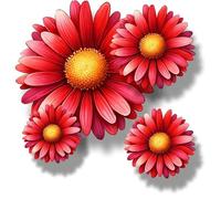 x9 Red Daisy Flower Vinyl Sticker, Floral Decal Cover up Marks, Multi-Purpose Ideal for Bin, Car, Laptop, Bike, Wall, Dustbin. Camper Van & More. Weatherproof & Vibrant. (Red Daisy)