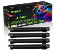 X950de Compatible for Lexmark Toner Cartridge with Chip X950 X950de X950dhe X952 X952de Printers (4 Pack Black)
