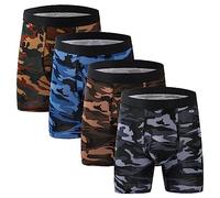 Xaanelr Boxer Shorts Men's Underwear Bamboo Viscose Underwear Men Retro Shorts Pack of 4/8 S-3XL, B021 - Long Legs - Set of 4 Camouflage, XL
