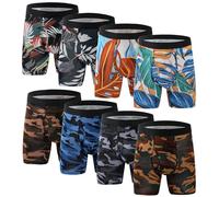 Xaanelr Men's Underwear Boxer Briefs Bamboo Viscose Trunks Soft Comfortable Multipack, B011 - Boxer Briefs - 8 Pack, L