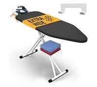 Xabitat Full Size Ironing Board 47" X 18" W/Wall Mount Hanger | Full Metal Construction| Built in Iron Caddy | Heat & Scorch Resistant Fabric | Cord Holder | Anti-Skid Feet | Heavy Duty| Easy to Fold