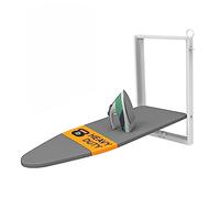 Xabitat Wall Mounted Ironing Board - Compact Mount Fold Down Ironing Board for Small Spaces - Space Saving with Cotton Fabric Cover - White and Grey
