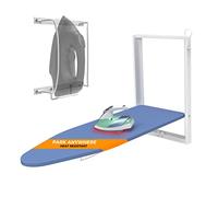 Xabitat Wall Mounted Ironing Board with Iron Holder, 36.2" X 12.2" Compact Mount Fold Down Iron Board for Small Spaces, Space Saving with Cotton Fabric Cover, White and Blue