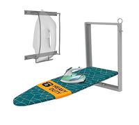 Xabitat Wall Mounted Ironing Board with Iron Holder | 36.2" X 12.2" Compact Mount Fold Down Ironing Board for Small Spaces | Space Saving with Cotton Fabric Cover | Green and Grey