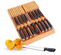 Xabono in Drawer Knife Block Bamboo Knife Storage Fit 16 Slot Knife Block Without Knives Washable Universal 42x31x4cm